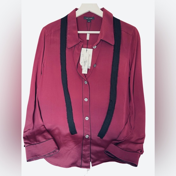 New! Marc Jacobs Silk Berry Shirt Top - Picture 2 of 13